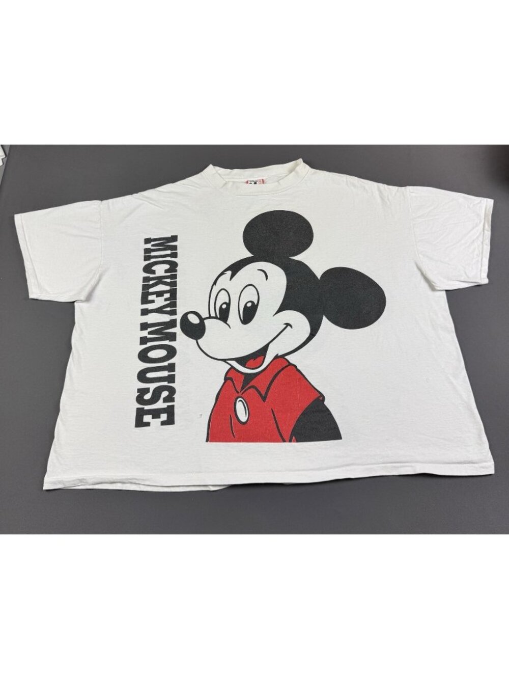 Rare Vintage 90s Disney Designs Big Mickey Mouse Art AOP USA Made White Boxy Tee
